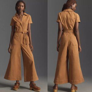 BNWT ANTHROPOLOGIE MAEVE The Colette Linen Blend Wrap Jumpsuit Womens 2 Petite